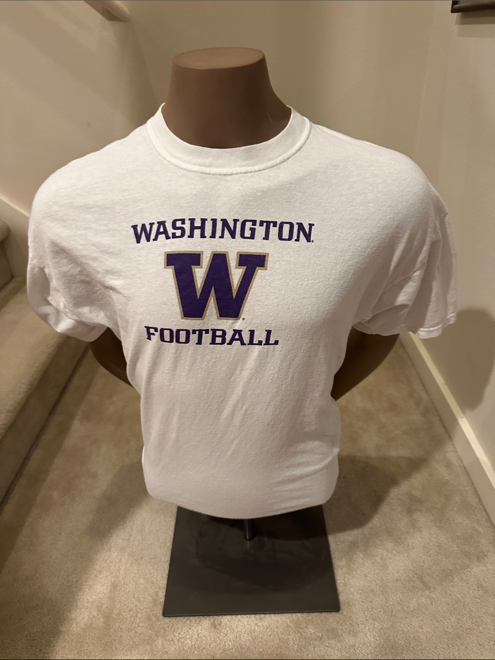 Jerzees White Washington Football Tee with Purple & Gold W